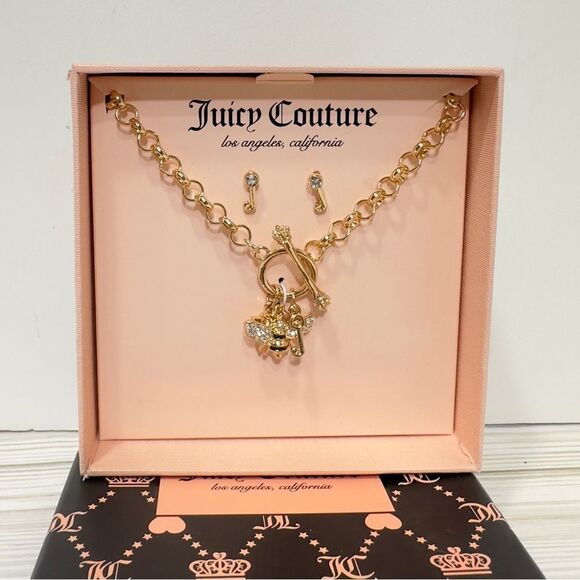 JUICY COUTURE BEE GOLD TONE NECKLACE & EARING SET NWT - Picture 1 of 5